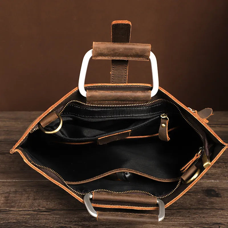 Leather Briefcase for Men ⎜ Robust Shoulder Bag Made From Genuine Cowhide with Comfortable Carrying Handle