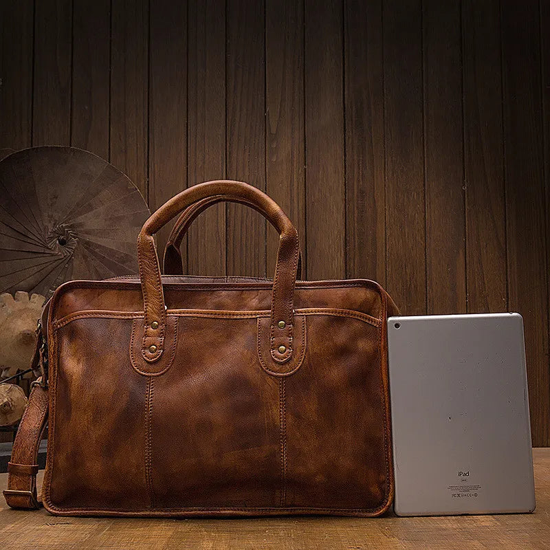 Real Leather Laptop Bag ⎜ Vintage Briefcase with Plenty of Storage Space and Robust Design