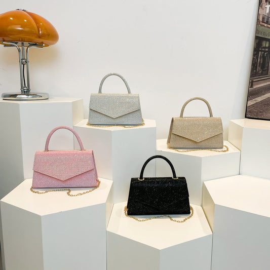 Glittering Handbag for Women ⎜ Elegant Shoulder Bag with Sparkling Design and Chain Strap