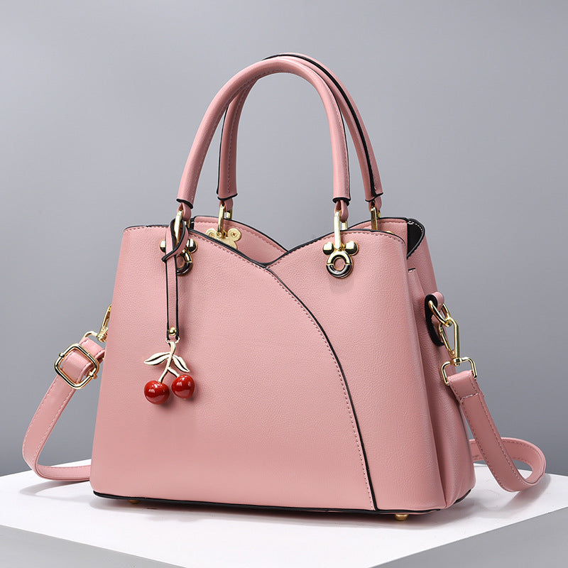 Elegant Handbag for Women ⎜ Fashionable Shoulder Bag with Cherry Pendant