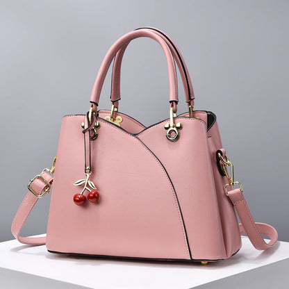 Elegant Handbag for Women ⎜ Fashionable Shoulder Bag with Cherry Pendant