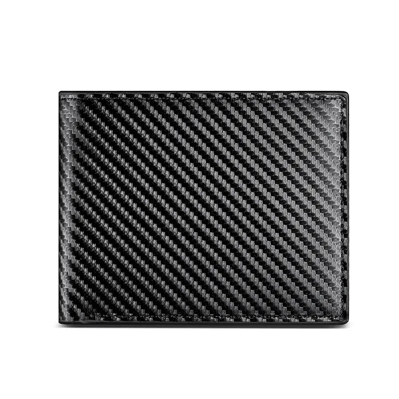 Carbon Leather Wallet for Men ⎜ Compact 3 - Fold Wallet with Zip Compartment and Card Slots