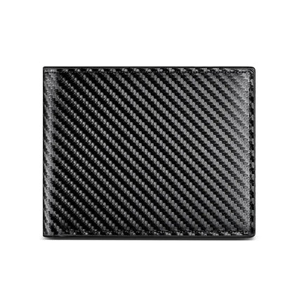 Carbon Leather Wallet for Men ⎜ Compact 3 - Fold Wallet with Zip Compartment and Card Slots