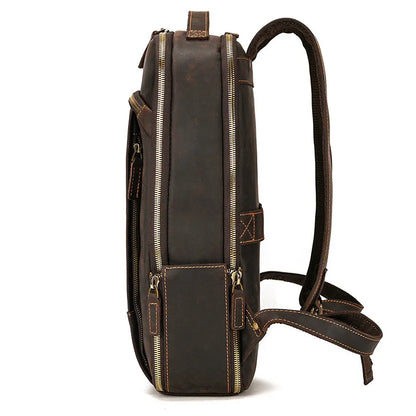 Leather Backpack for Men ⎜ Stylish Outdoor Carrier with Large Storage Space