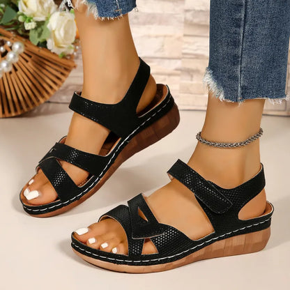 Bequemaktiv ⎜ Women's Sandals Velcro Fastening Peep Toe Comfortable Summer Wide Size