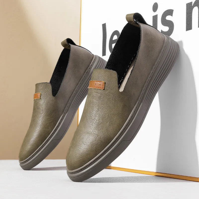Men's Slip - on Shoes ⎜ Comfortable Outdoor Shoes Made of Leather for Summer and Leisure