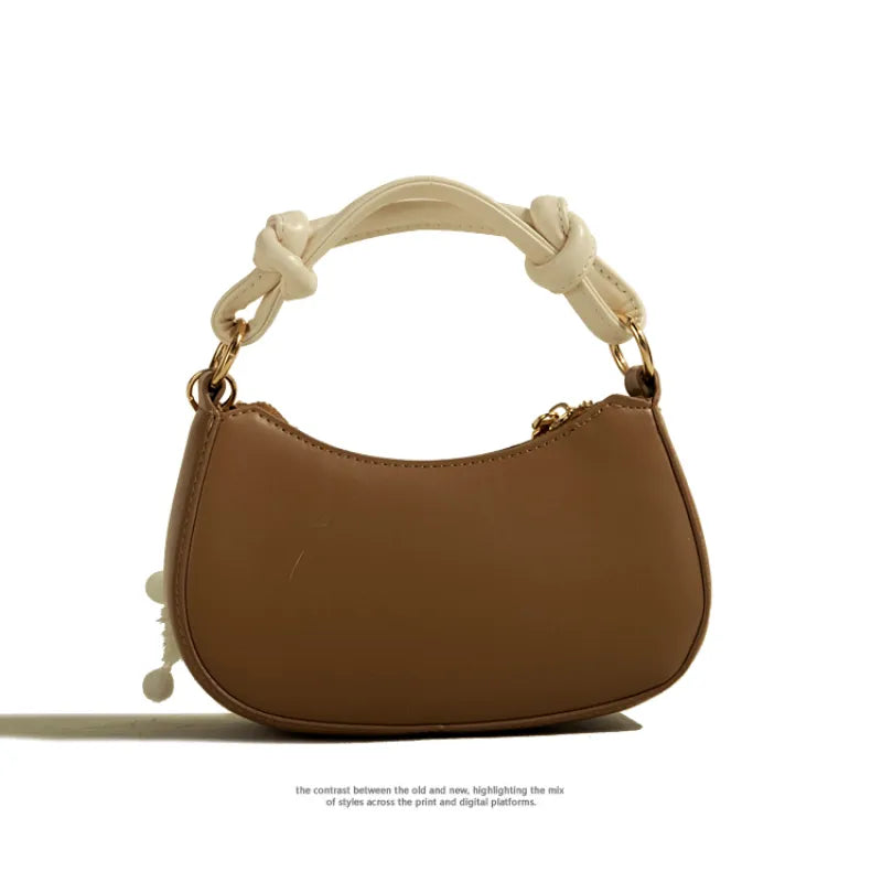Shoulder Bag for Women ⎜ Fashionable Bag with Knot Handle and Cute Pendant