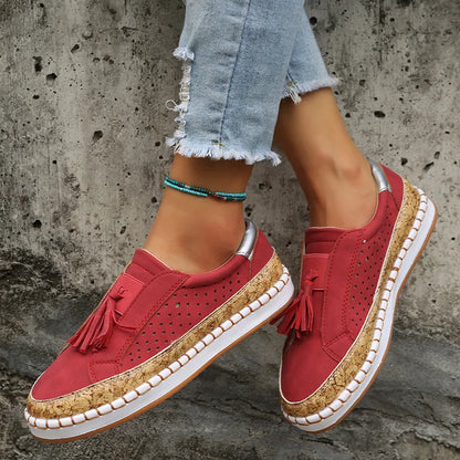 Loafers for Women ⎜ Comfortable Flats with Tassel Detail and Elasticated Slip - on Design