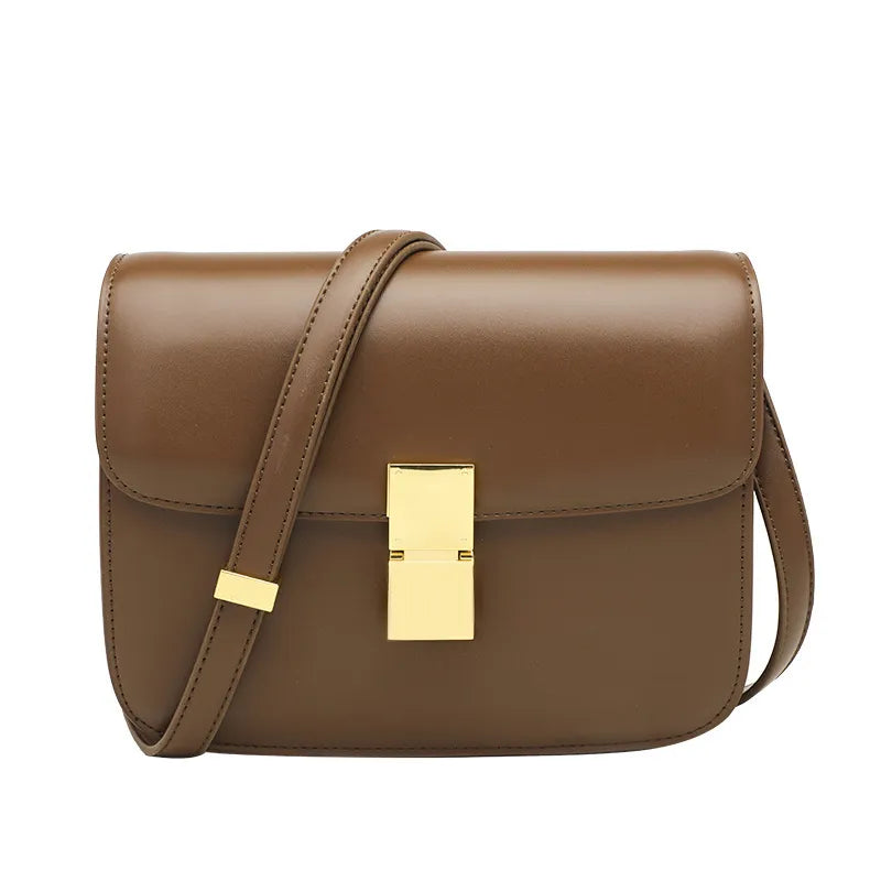 Classic Leather Shoulder Bag ⎜ Elegant Accessory with Gold Buckle for Stylish Appearances