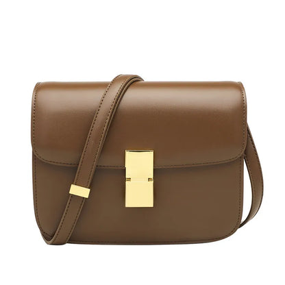 Classic Leather Shoulder Bag ⎜ Elegant Accessory with Gold Buckle for Stylish Appearances