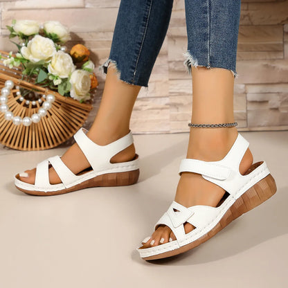 Bequemaktiv ⎜ Women's Sandals Velcro Fastening Peep Toe Comfortable Summer Wide Size