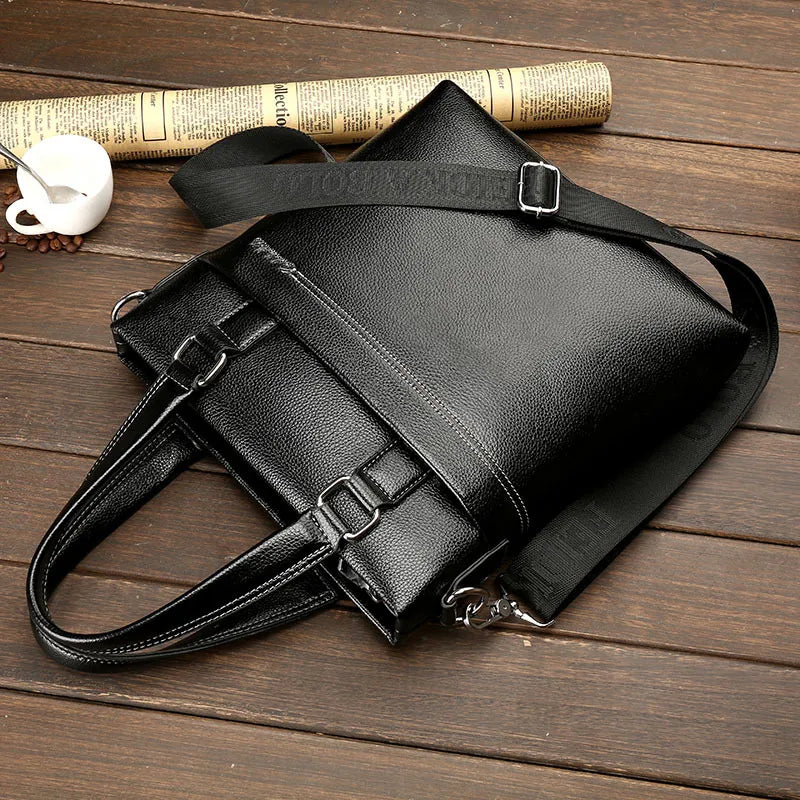Leather Briefcase for Men ⎜ Elegant Shoulder Bag for Laptop and Documents with Sturdy Carrying Handle