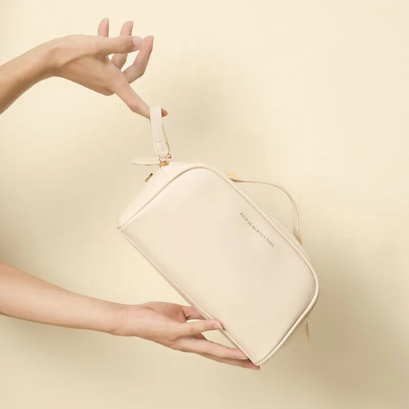 Cosmetics Bag for Women ⎜ Fashionable Cushion Design with Double Zip and Practical Inner Compartment