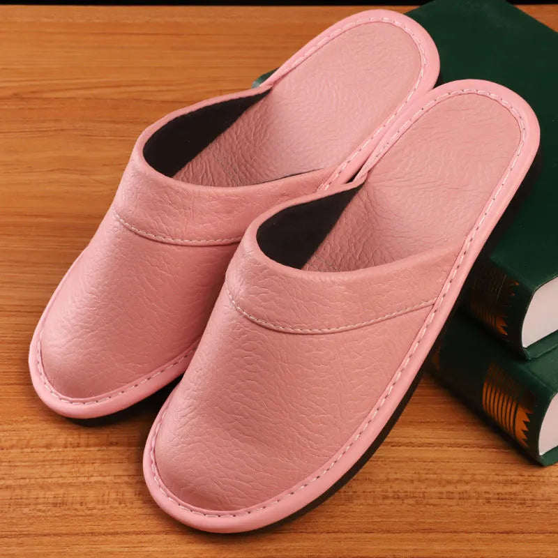 Leather Slippers for Men ⎜ Comfortable Slippers for All Seasons with Non - Slip Soles