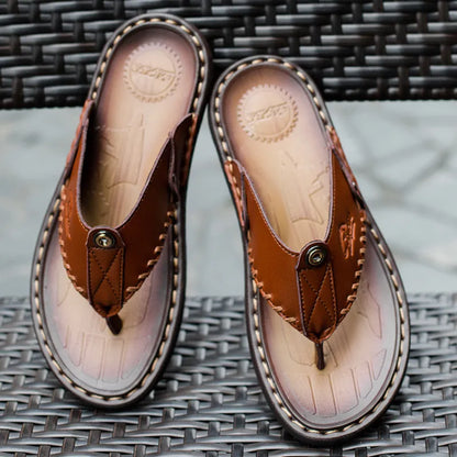 Men's Toe Separators for Summer ⎜ Comfortable Leather Sandals with Non - Slip Soles and Stylish Details