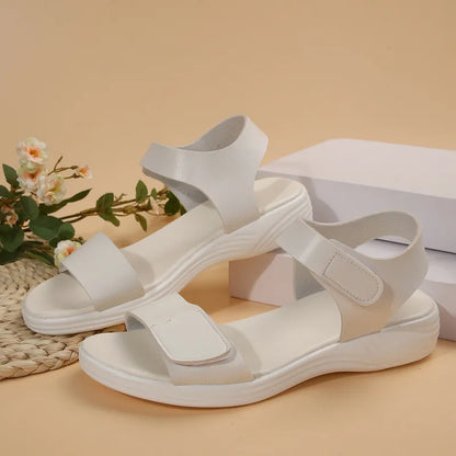 Women's Flat Sandals ⎜ Comfortable Summer Shoes with Velcro Fastener and Soft Sole for Beach & Everyday Wear