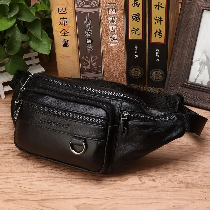 Leather Bum Bag for Men ⎜ Multiple Zip Compartments and Robust Strap for Secure Storage