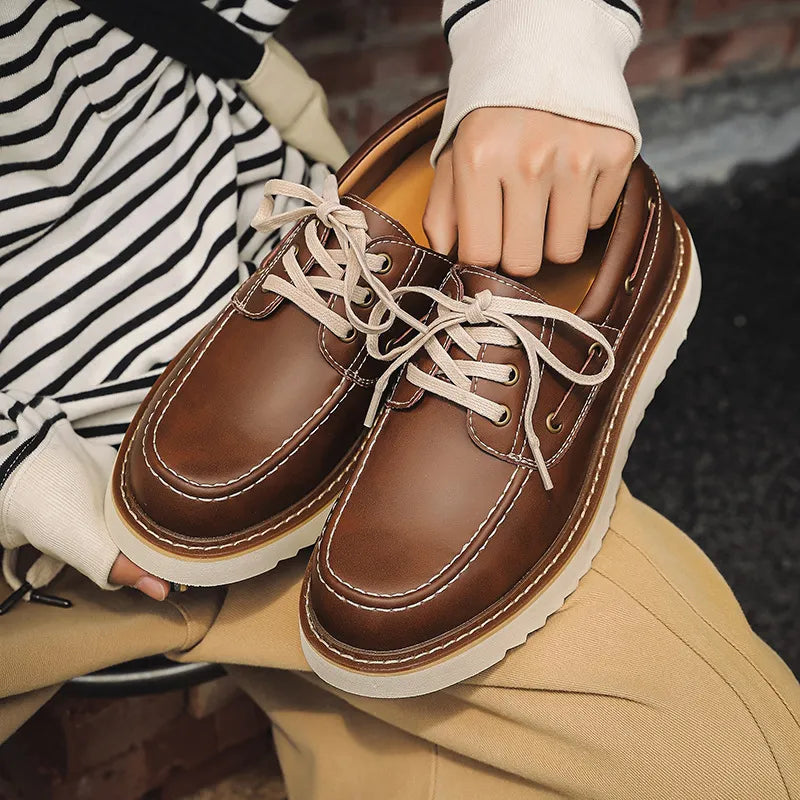 Men's Lace - Up Shoes ⎜ Robust Leather Shoes in Retro Style for Leisure and Everyday Wear