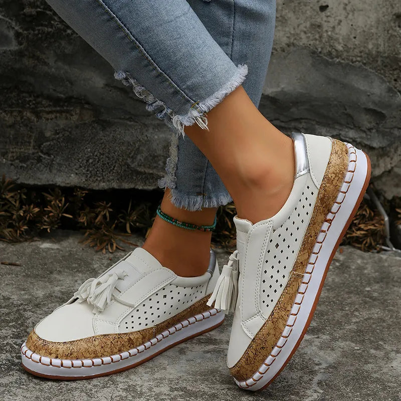 Loafers for Women ⎜ Comfortable Flats with Tassel Detail and Elasticated Slip - on Design
