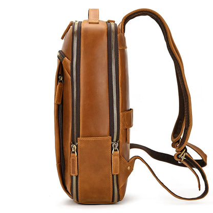 Leather Backpack for Men ⎜ Stylish Outdoor Carrier with Large Storage Space