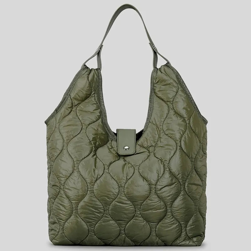 Large Nylon Shopper Bag ⎜ Soft Quilted Look and Plenty of Storage Space for Everyday Use