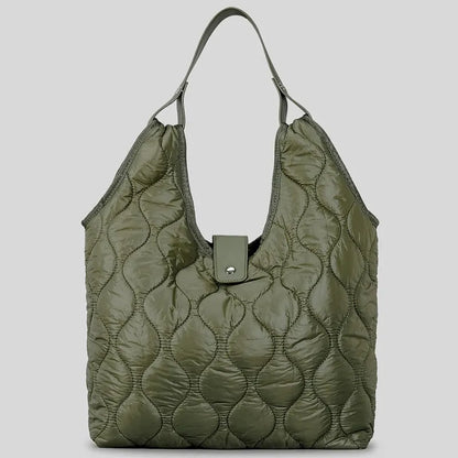 Large Nylon Shopper Bag ⎜ Soft Quilted Look and Plenty of Storage Space for Everyday Use