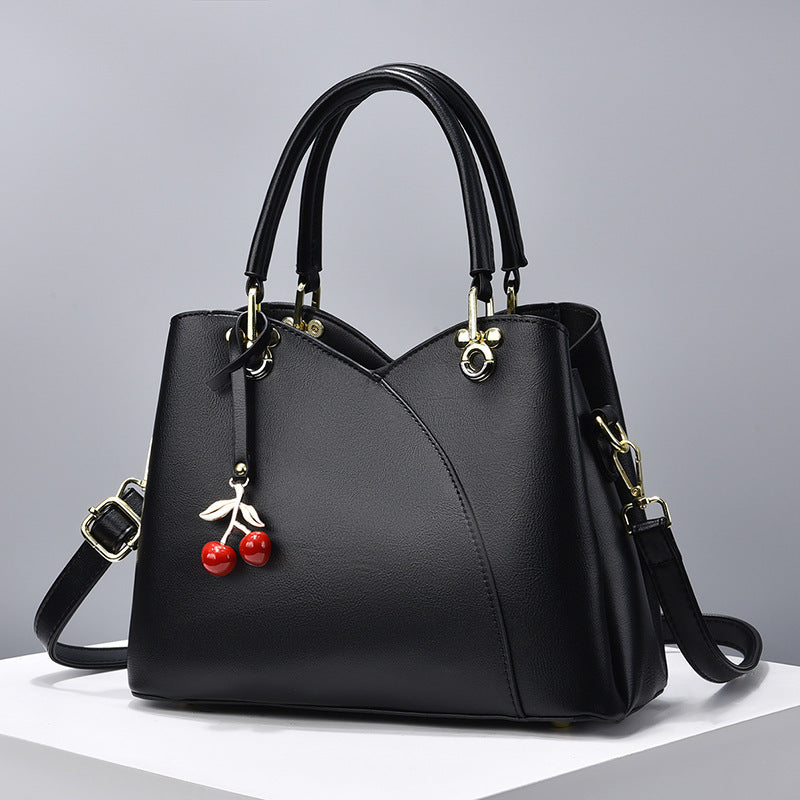 Elegant Handbag for Women ⎜ Fashionable Shoulder Bag with Cherry Pendant