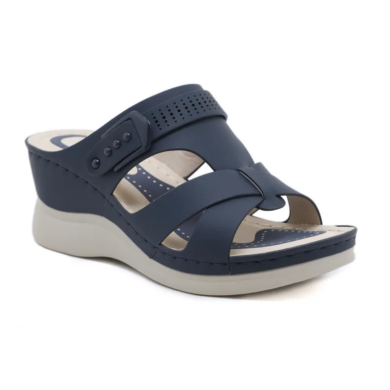 Women's Wedge Heel Sandals ⎜ Comfortable Summer Shoes with Cross Straps and Non - Slip Sole for Everyday Wear & Beach