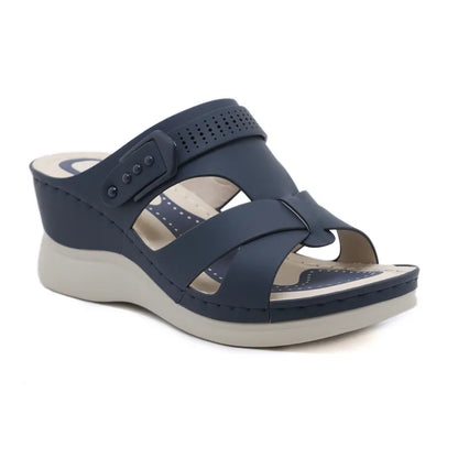 Women's Wedge Heel Sandals ⎜ Comfortable Summer Shoes with Cross Straps and Non - Slip Sole for Everyday Wear & Beach