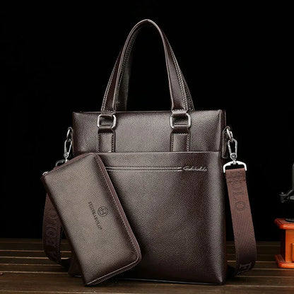 Leather Briefcase for Men ⎜ Elegant Shoulder Bag for Laptop and Documents with Sturdy Carrying Handle
