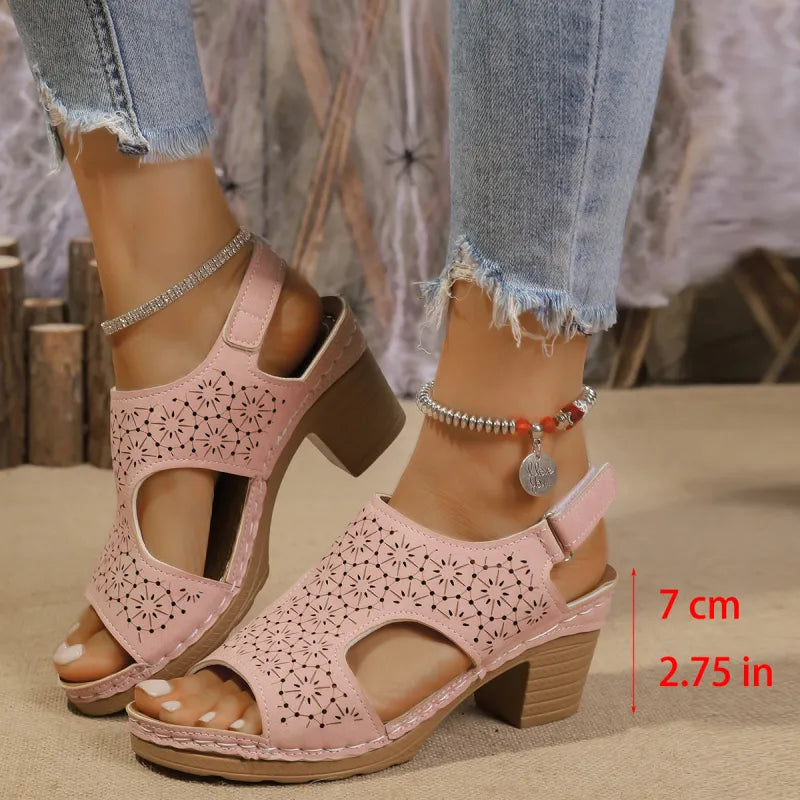 High Heel Sandals for Women ⎜ Comfortable Peep - Toe Shoes with a Thick Heel and Fashionable Design