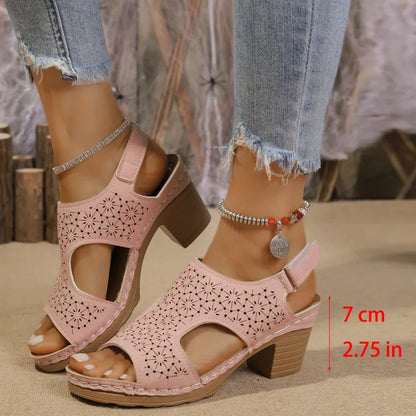 High Heel Sandals for Women ⎜ Comfortable Peep - Toe Shoes with a Thick Heel and Fashionable Design