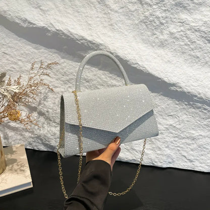 Glittering Handbag for Women ⎜ Elegant Shoulder Bag with Sparkling Design and Chain Strap
