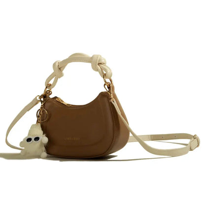 Shoulder Bag for Women ⎜ Fashionable Bag with Knot Handle and Cute Pendant