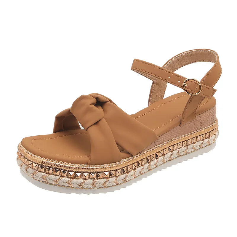 Women's Platform Sandals ⎜ Comfortable Summer Shoes with Bow and Adjustable Strap for Everyday Wear & Holidays
