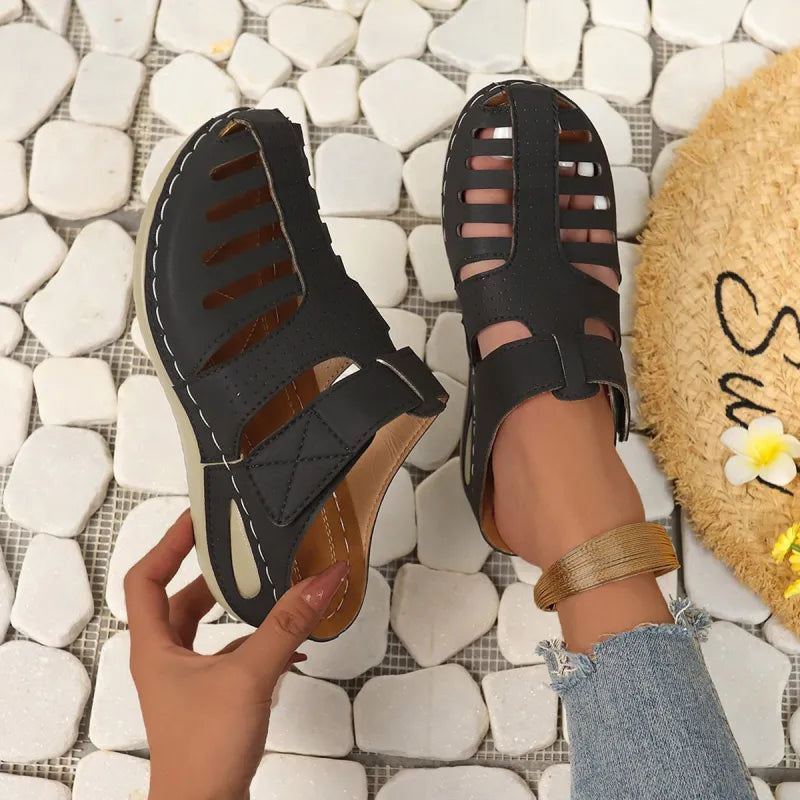 Women's Sandals with Wedge Sole ⎜ Comfortable Summer Shoes with Ventilation and Velcro Fastening for Everyday Wear and Leisure