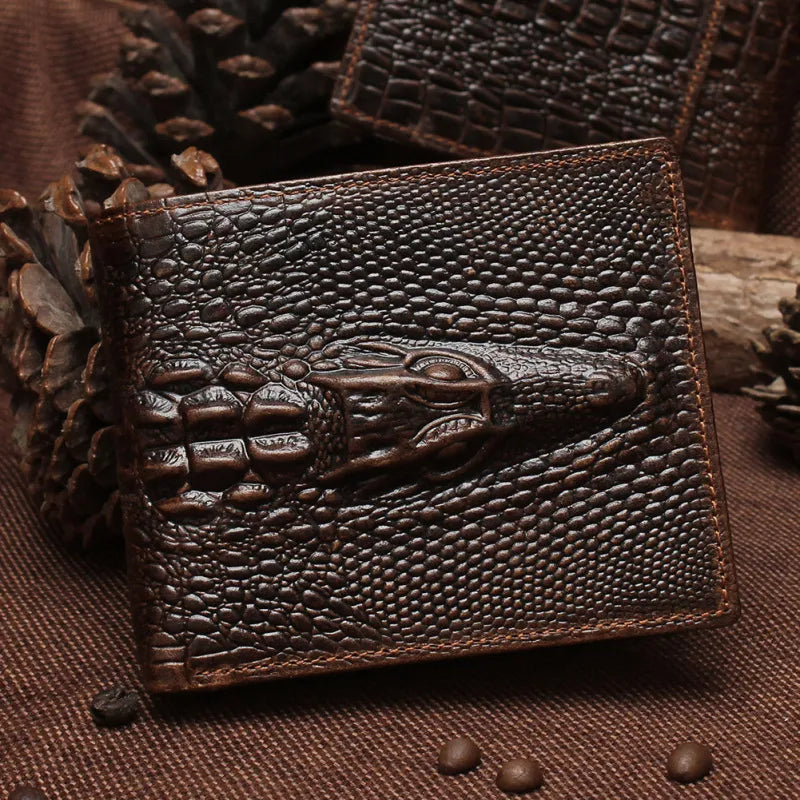 Men's Wallet in Crocodile Design ⎜ Robust Retro Wallet Made From Embossed Leather