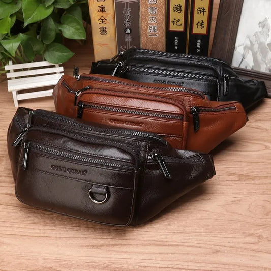 Leather Bum Bag for Men ⎜ Multiple Zip Compartments and Robust Strap for Secure Storage