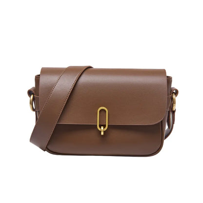 Leather Bag for Women ⎜ Stylish Shoulder Bag with Gold Buckle and Adjustable Strap
