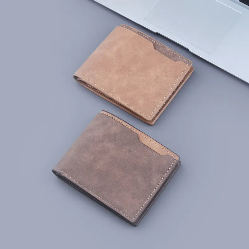 Men's Wallet in Suede Look ⎜ Compact Folding Wallet with Card Compartment