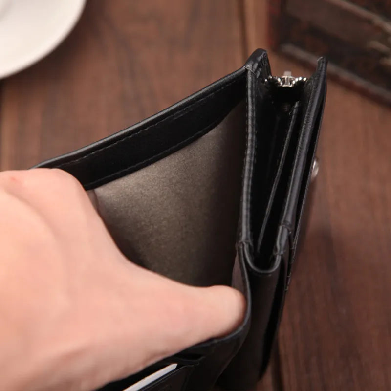 Rfid Wallet for Men ⎜ Compact Faux Leather Wallet with Coin Pocket and Card Protection