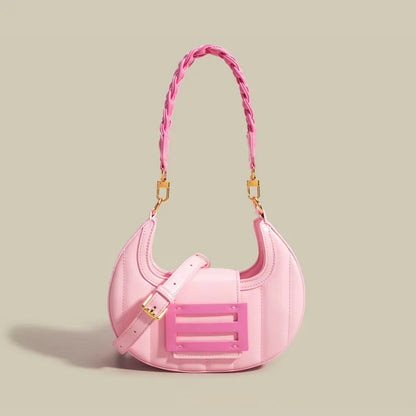 Small Shoulder Bag for Women ⎜ Fashionable Handle Bag in Half - Moon Design with Adjustable Shoulder Strap