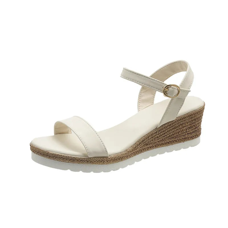 Women's Wedge Sandals with Buckle ⎜ Comfortable Summer Shoes with a Light Sole and Heel for More Comfort