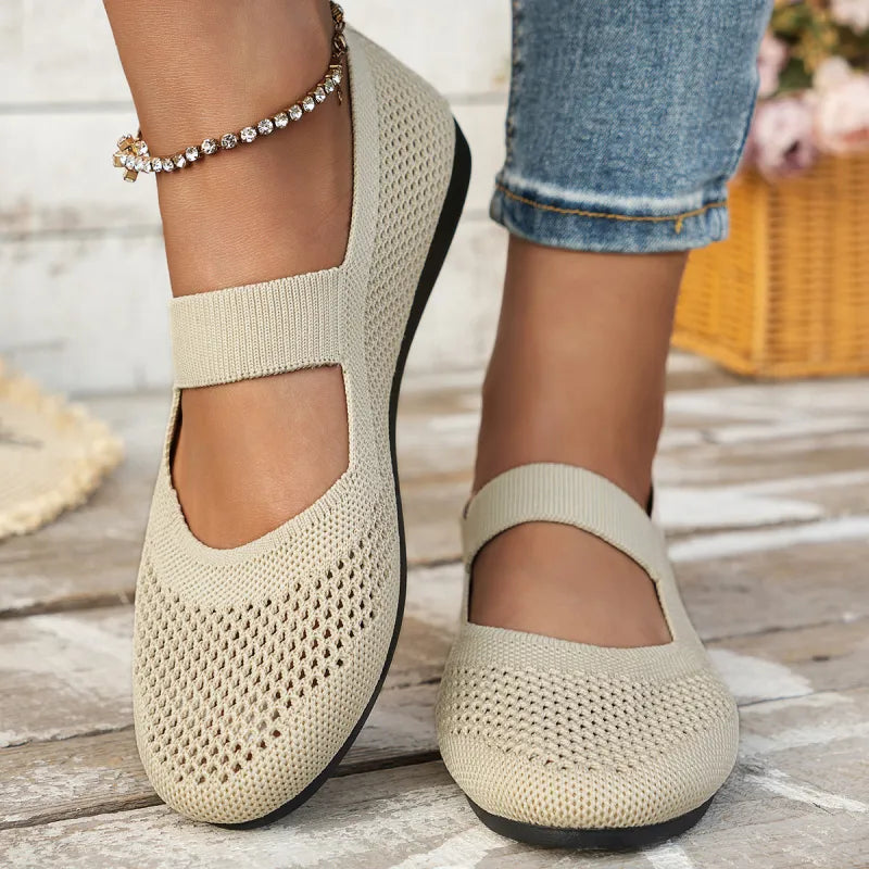 Flat Ballerinas for Women ⎜ Breathable Shoes with Elasticated Strap and Comfortable Feel