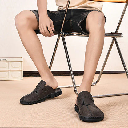 Summer Slip - on Shoes for Men ⎜handmade Casual Shoes with Fashionable Stitching for Outdoor and Everyday Wear