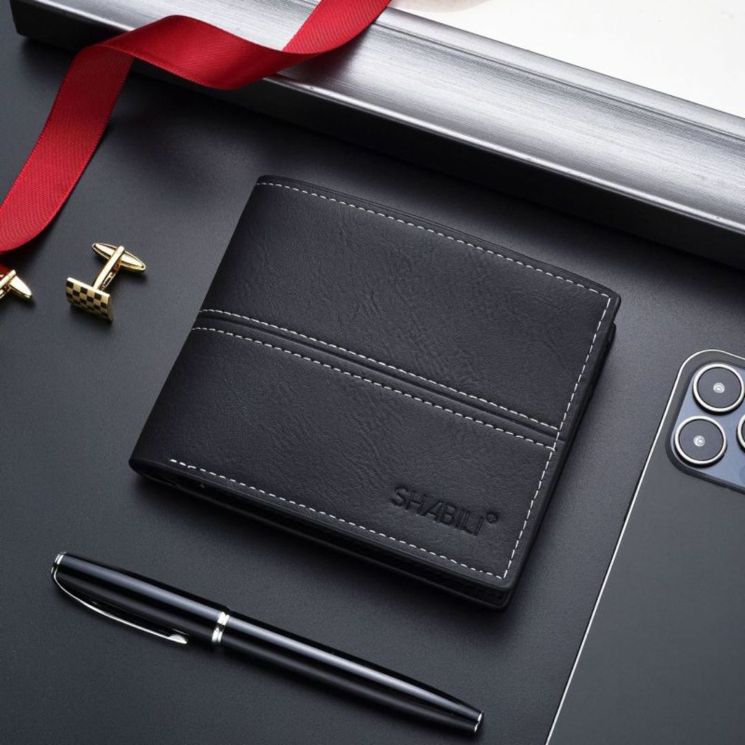 Men's Faux Leather Wallet ⎜ Compact Wallet with Card and Note Compartment