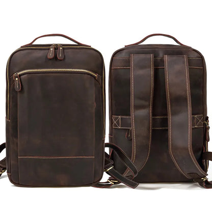 Leather Backpack for Men ⎜ Stylish Outdoor Carrier with Large Storage Space