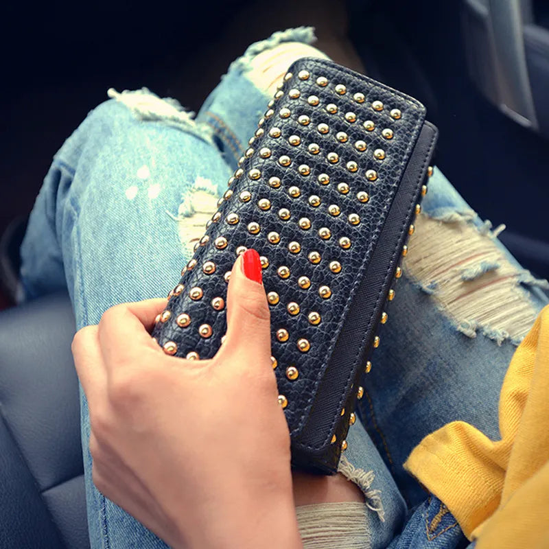 Women's Wallet with Studs ⎜ Stylish Triple Fold for a Secure Hold and Elegant Design
