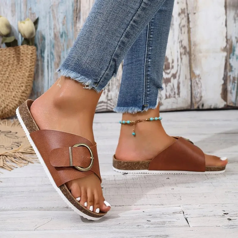 Flat Women's Slip - on Shoes ⎜ Comfortable Shoes with Buckle and Stylish Design for Summer and Everyday Wear