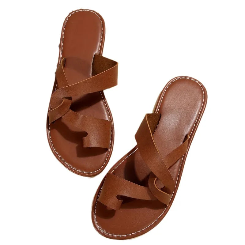 Women's Flat Sandals ⎜ Comfortable Summer Shoes with Cross Straps and Open Design for Everyday Wear & Leisure
